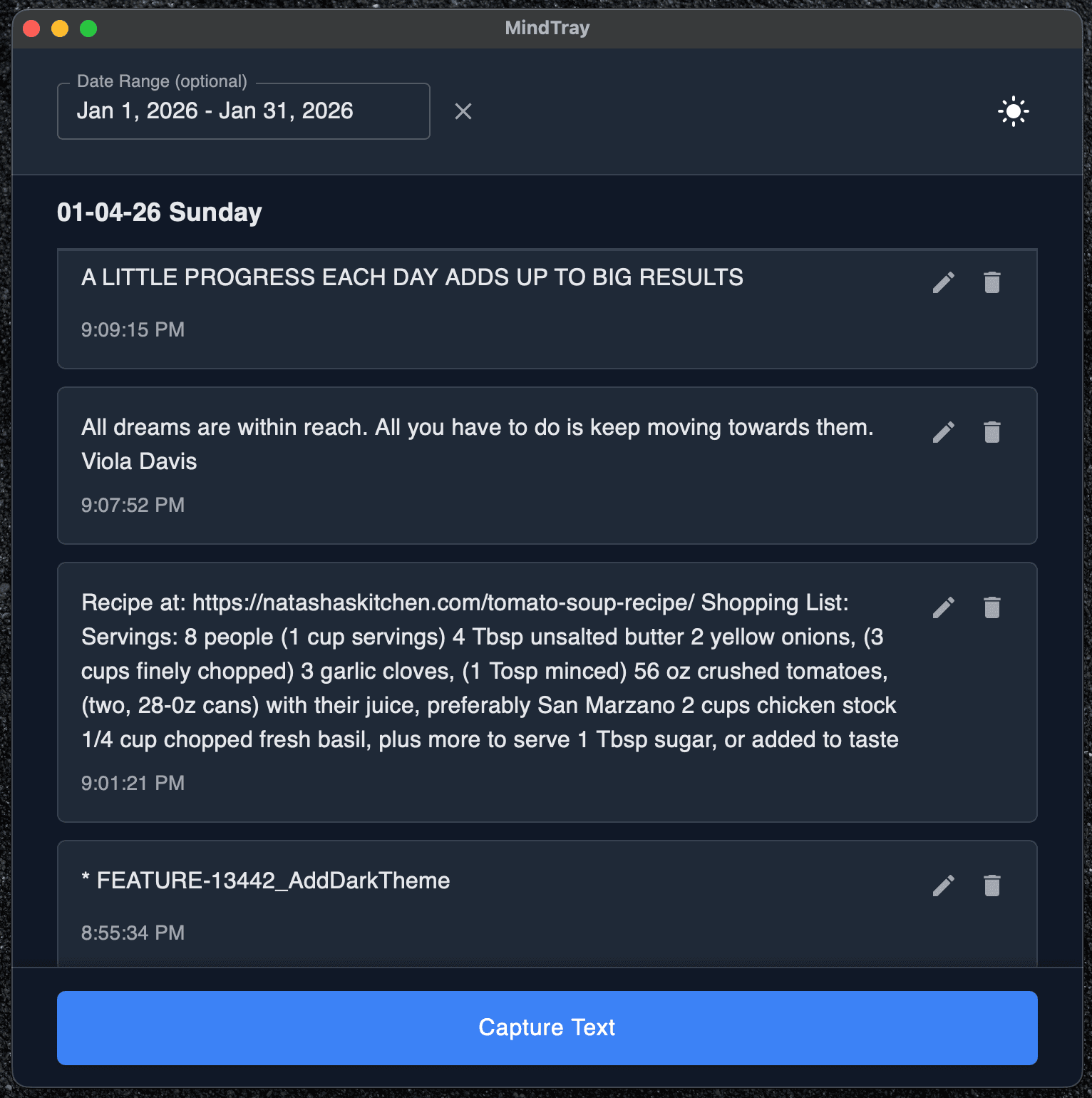 MindTray App Screenshot
